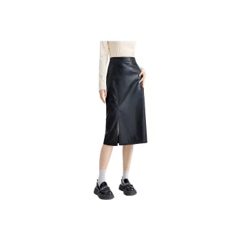 FAWENXIANGZI Leather Long Skirt Women's