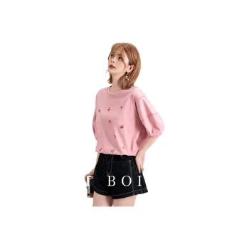 FAWENXIANGZI Drop Shoulder Sleeve T Shirt Women's