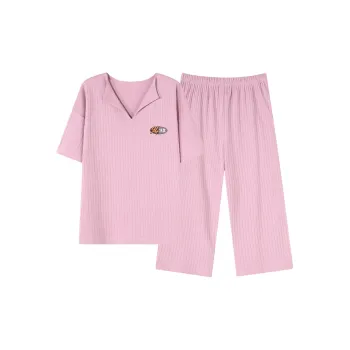 NOME Spring Summer 100% Cotton Capri Pants Pajama Set Women's Two Piece Set