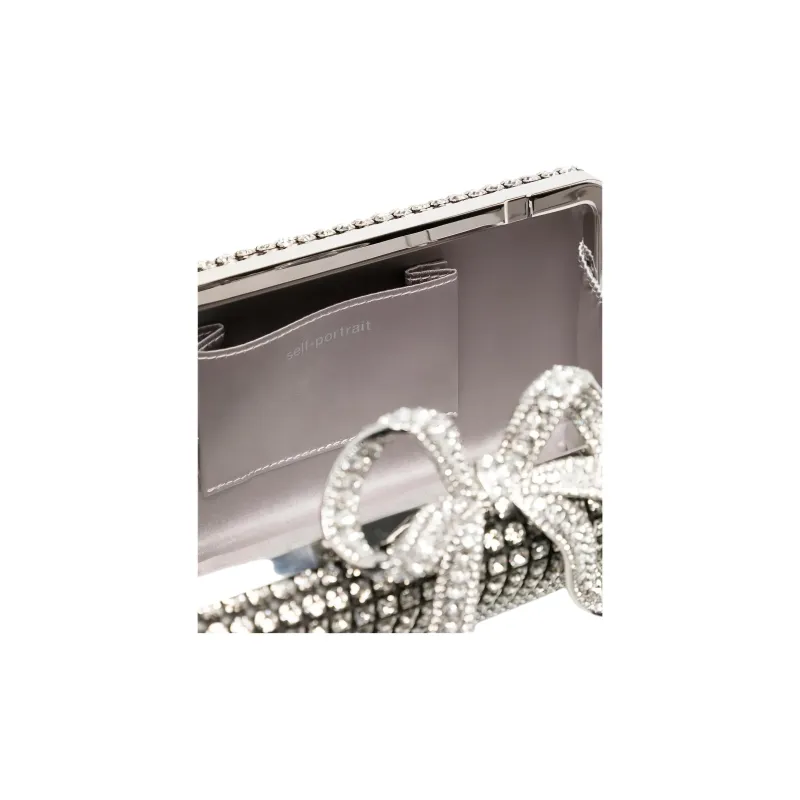 Self portrait Crystal Bo Metal Clutch Women's Silver-4