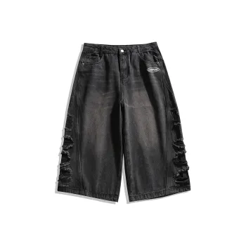 Chinpeno Denim Shorts Men Black Gray Color
