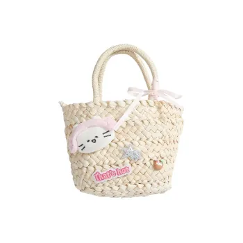 ResNonverba Straw Woven Handbag Women's Pink/Blue