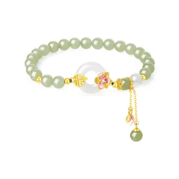 Lao Feng Xiang Hetian Jade Bracelets Pale Greenish White Jade Women's