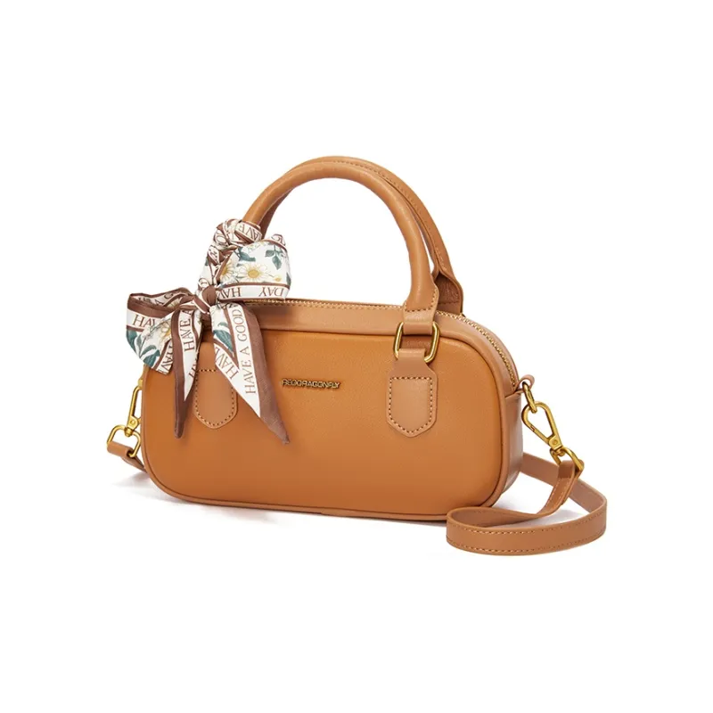 RED DRAGONFLY Cow Split Leather Handbag Regular Unisex Brown/Black-2