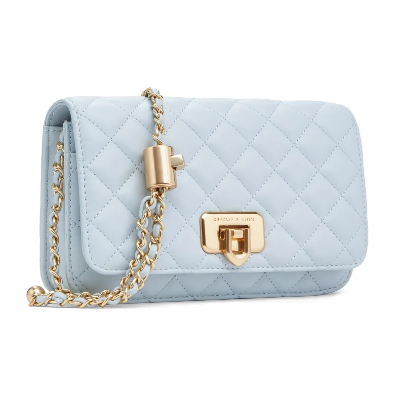 CHARLES&KEITH PU Small Square Bag Shoulder Bag Regular Women's Black/Beige/Cream Milk White/Pink-24