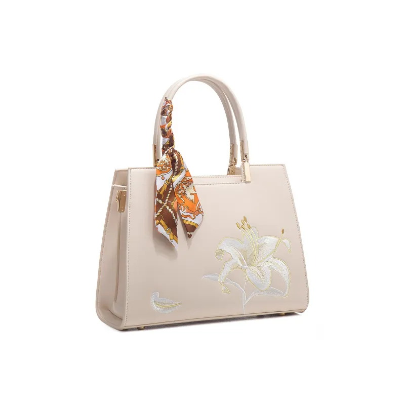 MINLUBAOLUO PU Shoulder Bag, Handbag Women's Ecru-1
