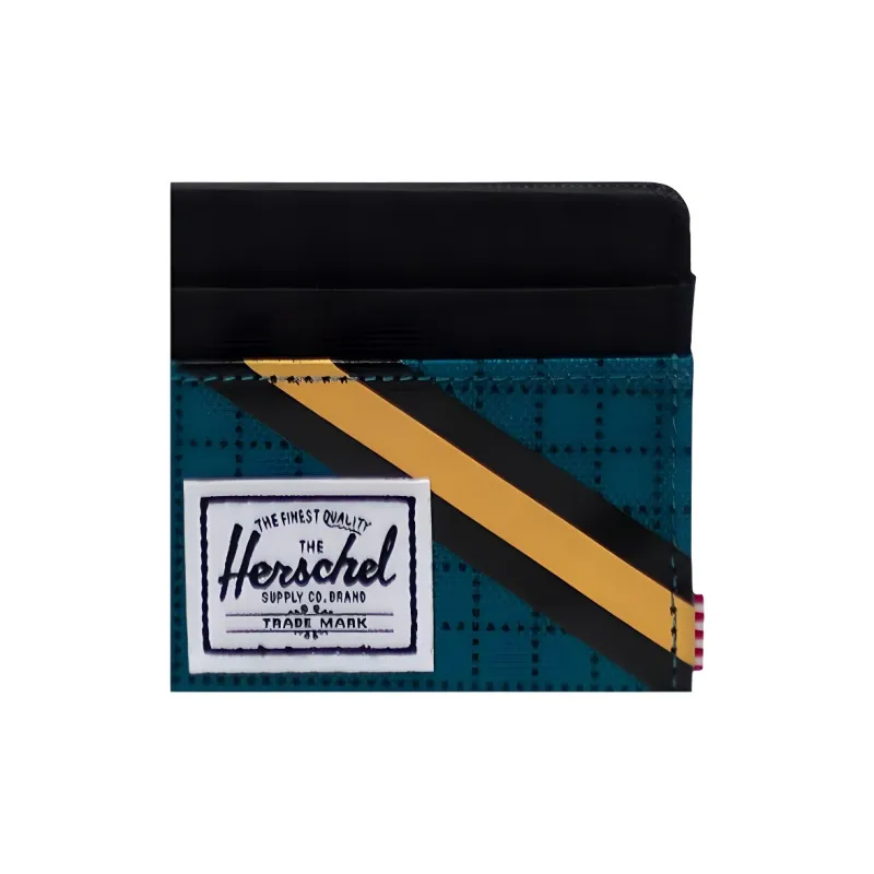 Herschel Polyester Coin Purse, Card Holder Unisex Mesh Harbor Blue/Classic Black/Amber Yellow-4