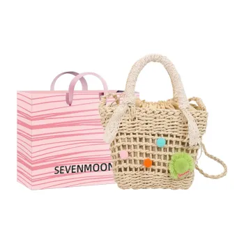 SEVENMOONS Straw Woven Shoulder Bag, Handbag Women's Ecru/Brown