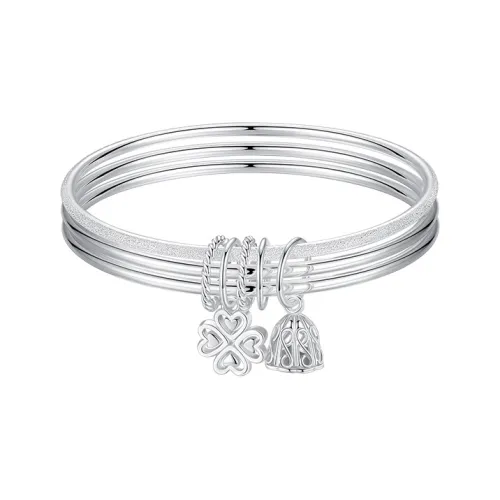 Heart Grass 999 Fine Silver Bangles Women's