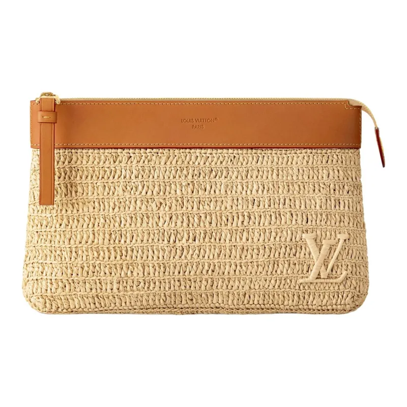 LOUIS VUITTON Raffia Clutch Men's Beige-0