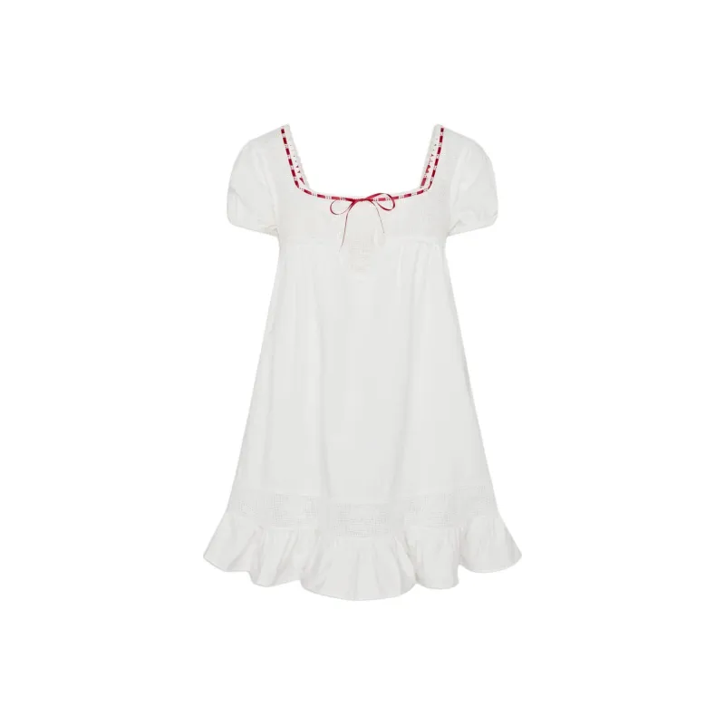 FRANKIES BIKINIS Short Sleeved Dresses Women's White-0