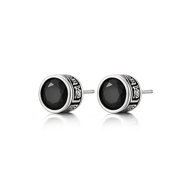 IDEAGEMER 925 Sterling Silver Stud Earrings Men's-0