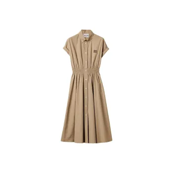 MIU MIU Short Sleeved Dress Women's Khaki