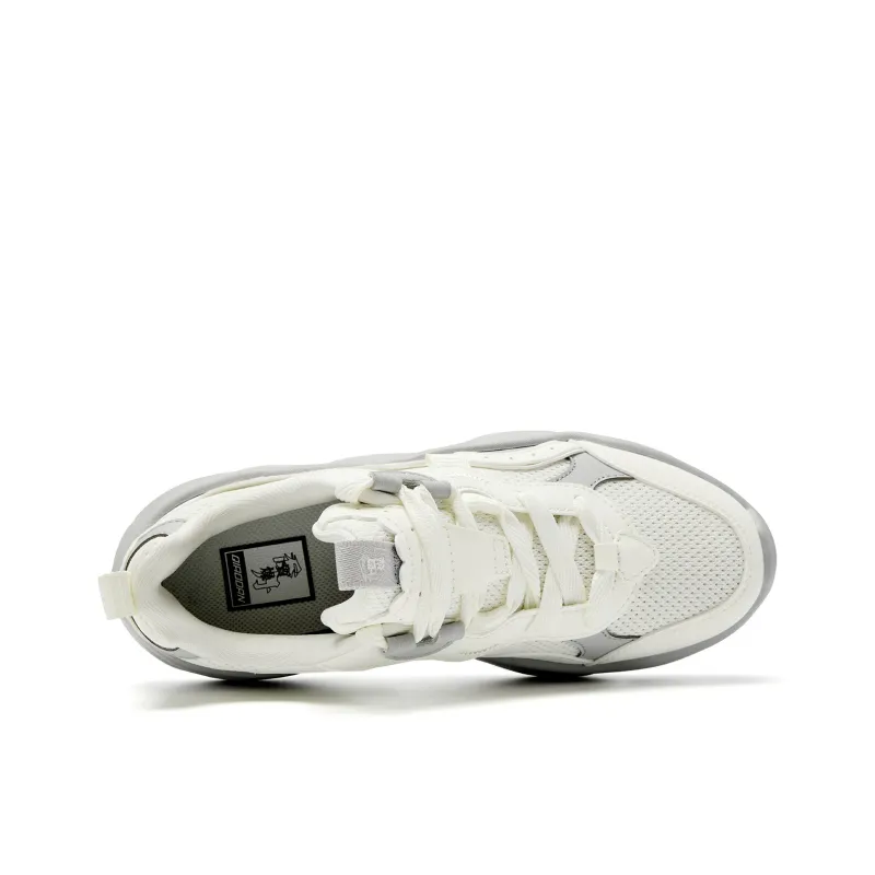QIAODAN Abrasion Resistant Breathable Slip Resistant Low Top Casual Shoes Women's Ivory White Snow Gray-3