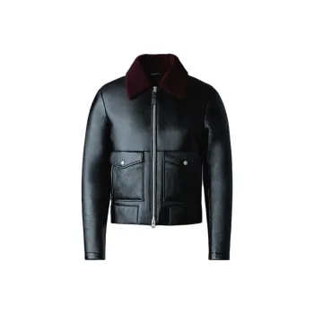 MACKAGE Leather Jackets Men Black Garnet Red