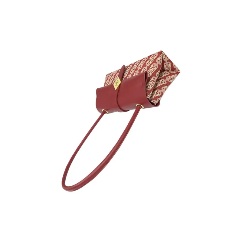 MACK JODAER Synthetic Leather Handbag, Shoulder Bag Women's Red & Ecru-7