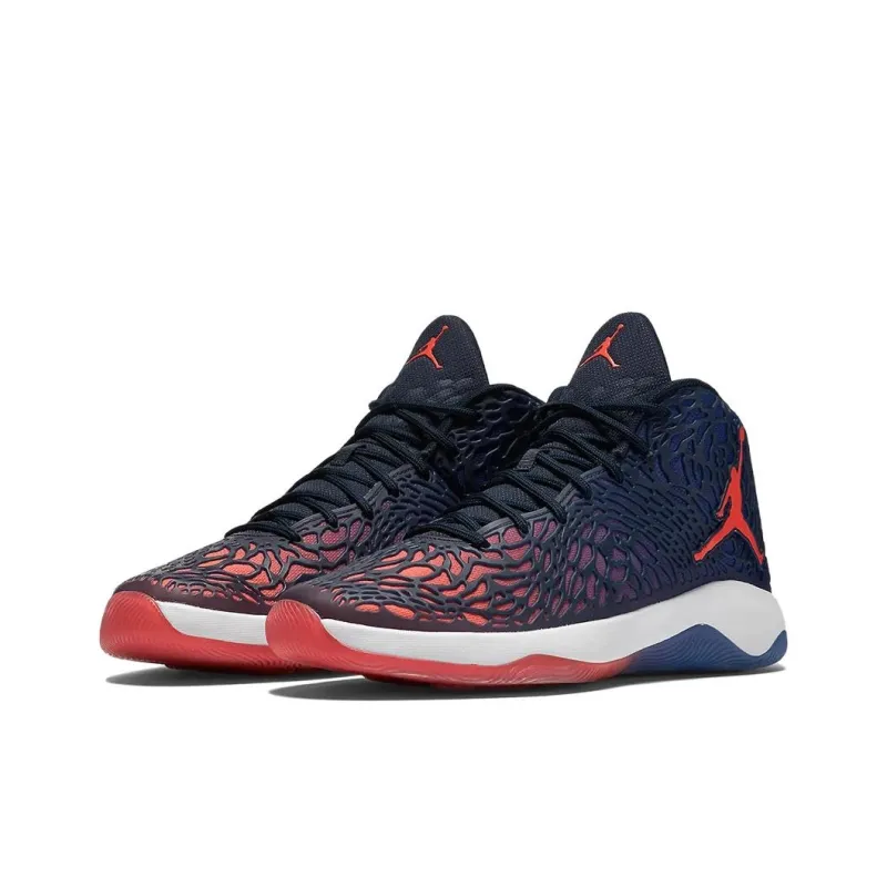 Jordan Anti Slip Wear Resistant Mid Top Basketball Shoes Men's Blue-2