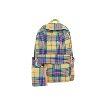 AIBAG Nylon Backpack Laptop Bag Unisex Yellow/Coffee/Dark Blue