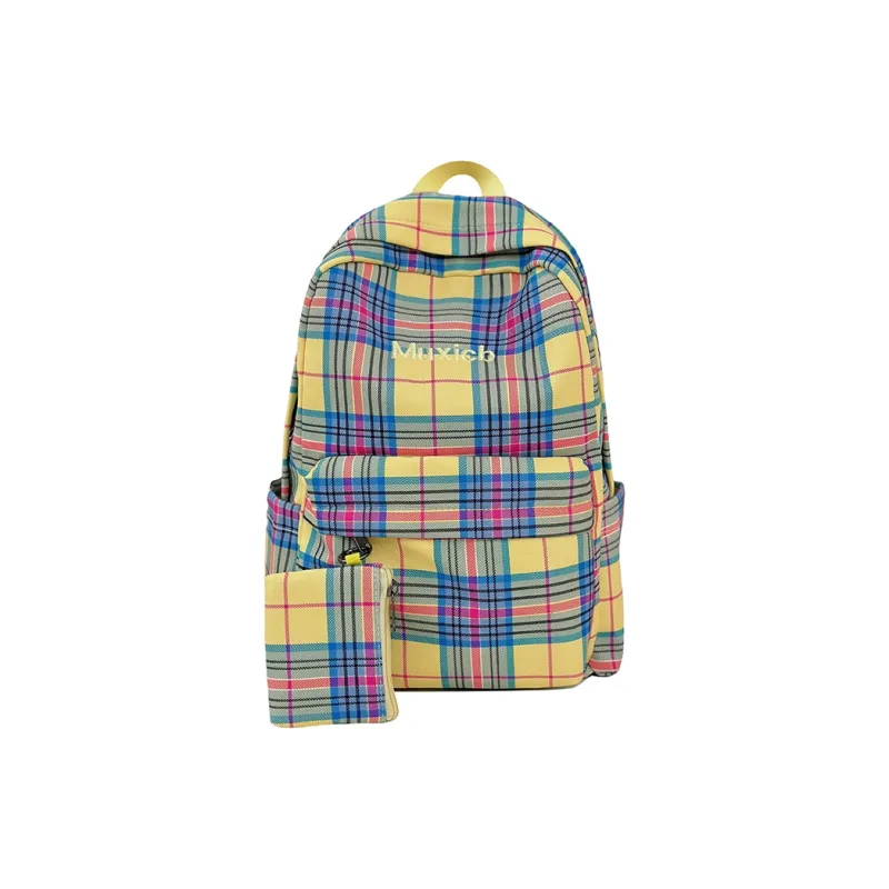 AIBAG Nylon Backpack Laptop Bag Unisex Yellow/Coffee/Dark Blue-0