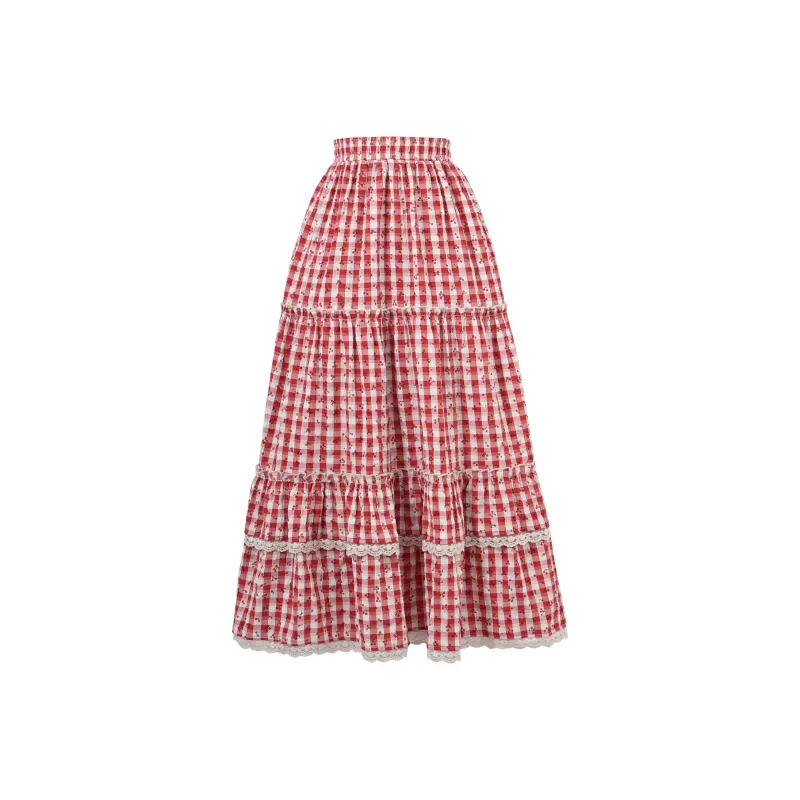 SNBL Casual Long Skirts Women's Red-1