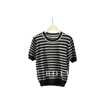 FAWENXIANGZI Crop Tops Women's Black & White