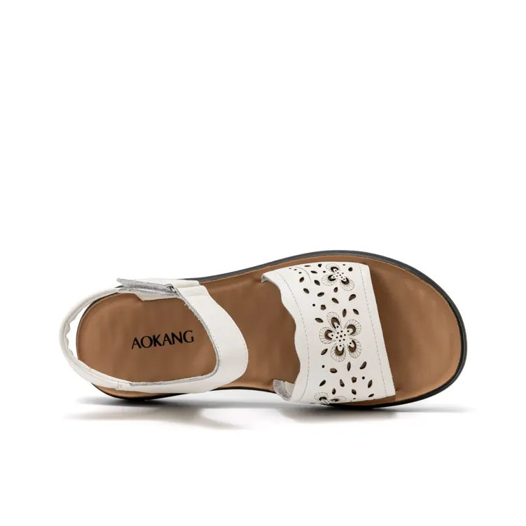 AOKANG One Strap Sandals Women's Ecru-2