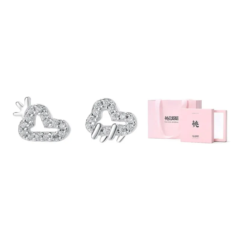 TAOHUAZHAOZHAO 999 Fine Silver Stud Earrings Women's-5