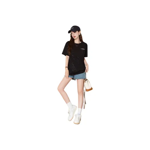 FAWENXIANGZI Drop Shoulder Sleeve T Shirt Women's