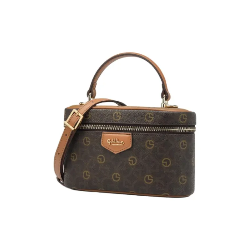 GOLDLION PVC Box Bag Handbag Trumpets Women's Brown Coffee-1
