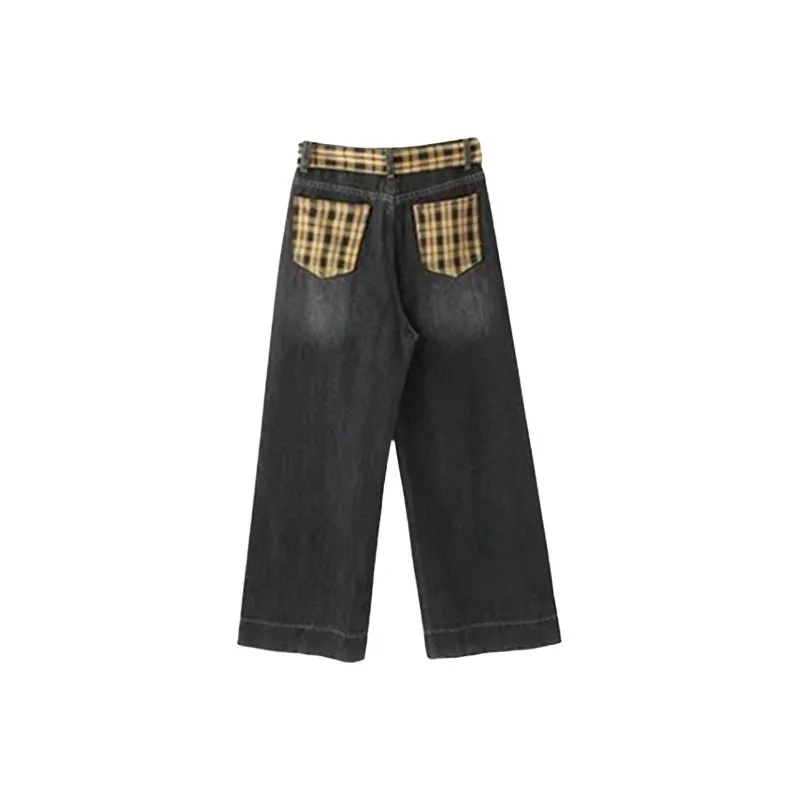 TIBINB Jeans Women's Black Gray Color-1