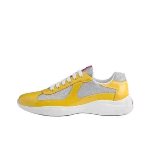 prada lug America's Cup Low Top Casual Shoes Men's Yellow