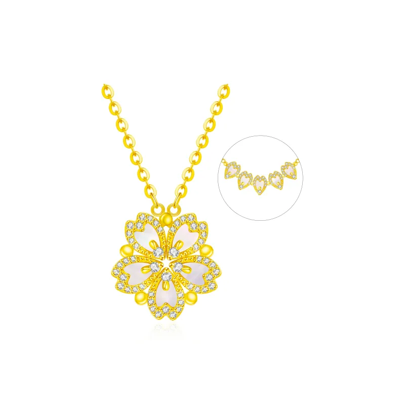 Lao Feng Xiang S925 Silver Necklaces Women's-14