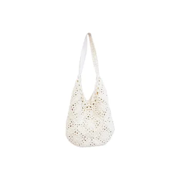YZUE Woven Shoulder Bag Women's White/Brown