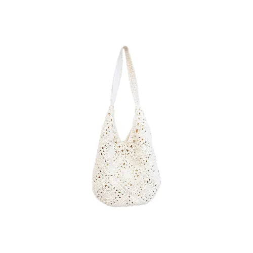 YZUE Woven Shoulder Bag Women's White/Brown