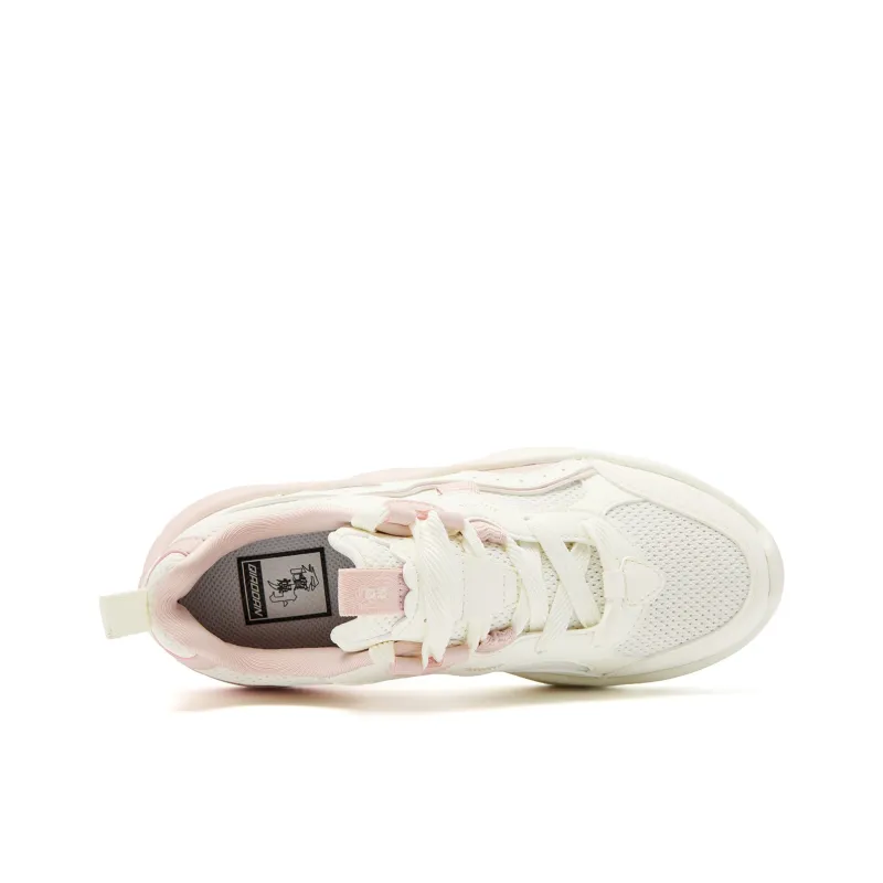 QIAODAN Abrasion Resistant Breathable Slip Resistant Low Top Casual Shoes Women's Ivory White Peach Pink-3