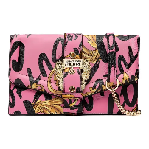 VERSACE JEANS COUTURE Wine God Bag Portable Crossbody Bag Shoulder Bag Women's Purple & Black