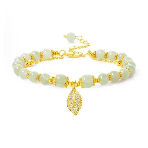 Lao Feng Xiang Hetian Jade Bracelets Pale Greenish White Jade Women's