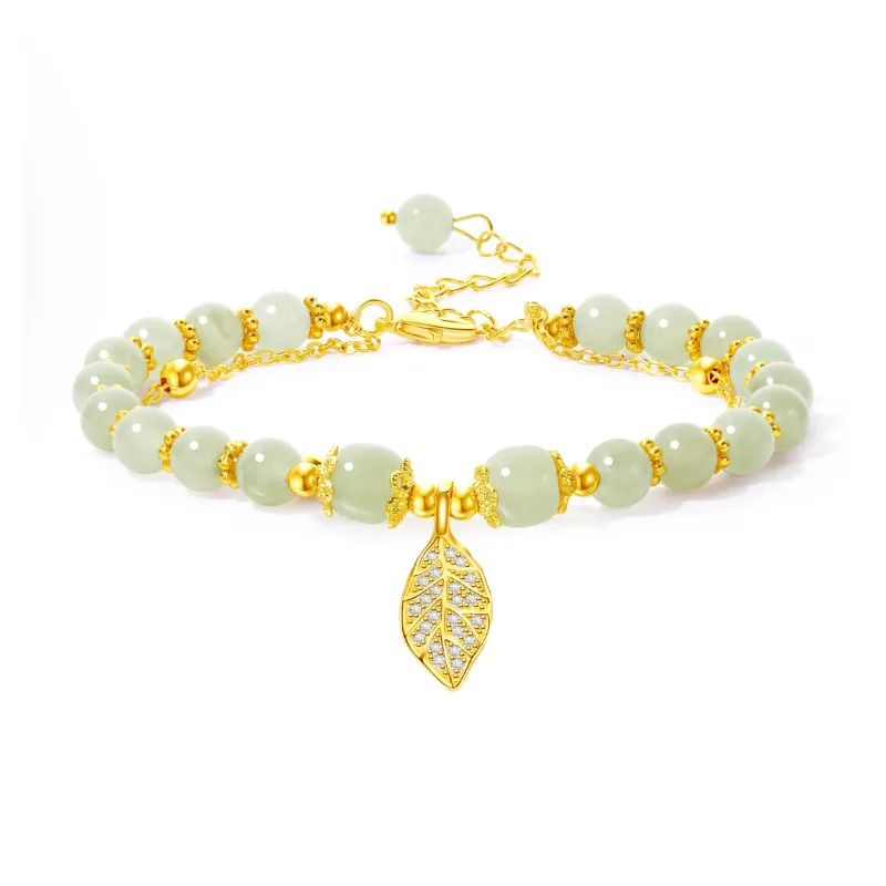 Lao Feng Xiang Hetian Jade Bracelets Pale Greenish White Jade Women's-0