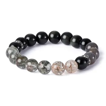 Topgirl Natural Obsidian Beaded Bracelet Accessory Men's