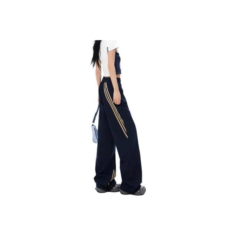 Adidas Originals Casual Pants Women's Navy Blue/Light Gold-4