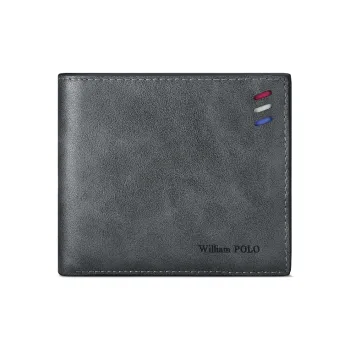 WilliamPOLO Microfiber Leather Wallet Regular Men's Blue Gray