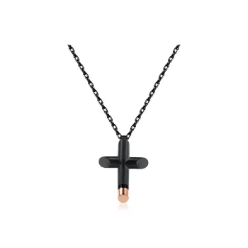 BROSWAY Titanium Steel Necklaces Men's Black Gold