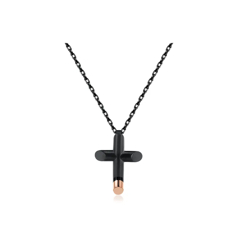 BROSWAY Titanium Steel Necklaces Men's Black Gold-0