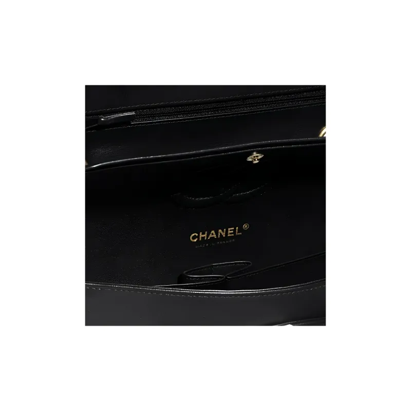CHANEL Classic Flap CF Lambskin Handbag, Shoulder Bag, Crossbody Bag Regular Women's Black White-3