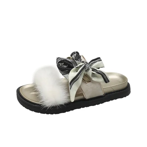 AJPAP Woven Fuzzy Slip Resistant Odor Resistant Abrasion Resistant Slide Slippers Women's