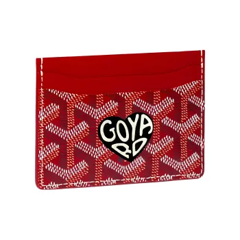 GOYARD Saint-Sulpice Canvas With Leather Dog's Teeth Card Clip Card Holder Unisex Red & Black Small Heart