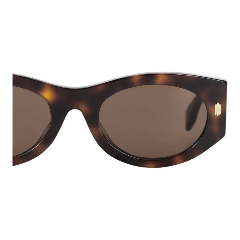 FENDI Plate Frame Oval Sunglasses Women's Tortoiseshell-3