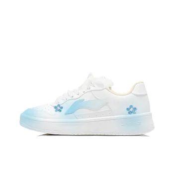 LiNing Pontoon Boats Coverage Slip Resistant And Breathable Low Top Skateboard Shoes Women's Blue White