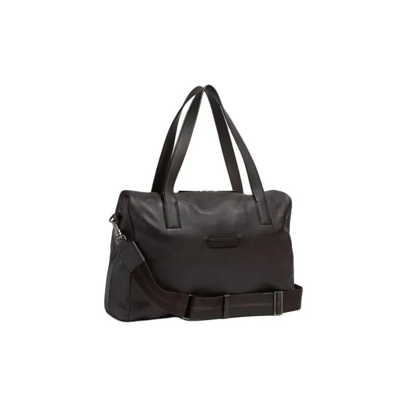 Zegna Calfskin One Shoulder Handbag Unisex Dark Brown-1