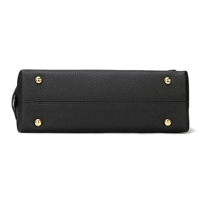 ROBERTA DI CAMERINO Cow Leather Messenger Bag, Shoulder Bag Women's Classic Black/Elephant Gray-4